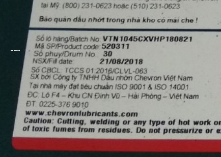 kiểm tra tem trên phuy nhớt