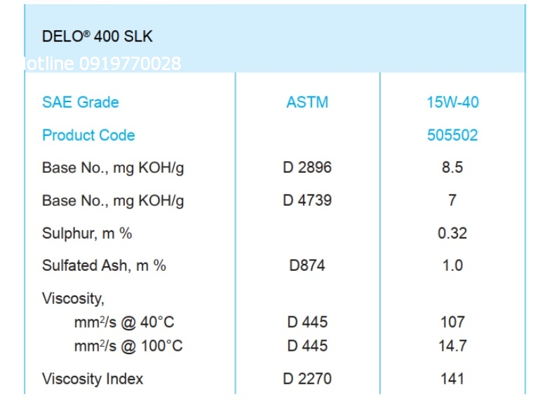 thong-so-ky-thuat-dau-dong-co-caltex-delo-400-slk-sae