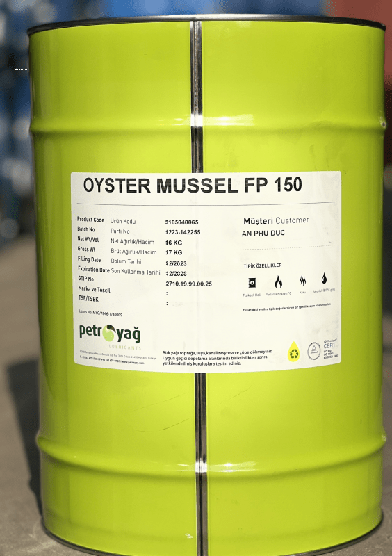 DẦU BÁNH RĂNG AN TOÀN THỰC PHẨM PETROYAG OYSTER MUSSEL FP 150