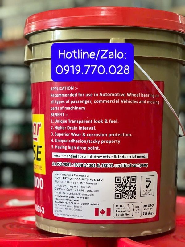Mỡ Bò Chịu Nhiệt 200 Độ RIZOL TopGear Lithium Complex 240C Grease 8500