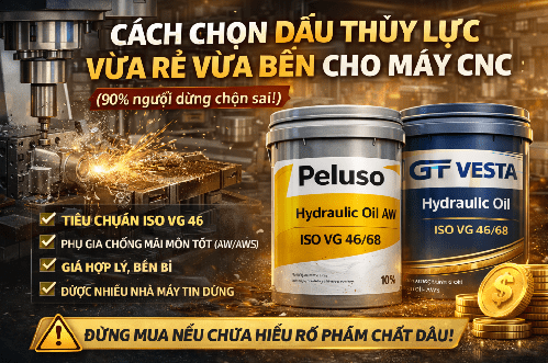 Cách chọn dầu thủy lực vừa rẻ vừa bền cho máy CNC (90% người dùng chọn sai!)