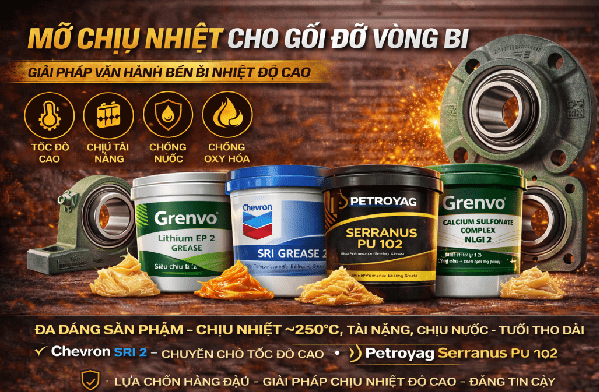 Mỡ chịu nhiệt cho gối đỡ vòng bi