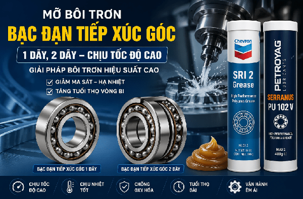 Mỡ bôi trơn bạc đạn tiếp xúc góc 1 dãy, 2 dãy