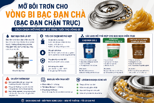 Mỡ bôi trơn cho vòng bi bạc đạn chà (bạc đạn chặn trục)