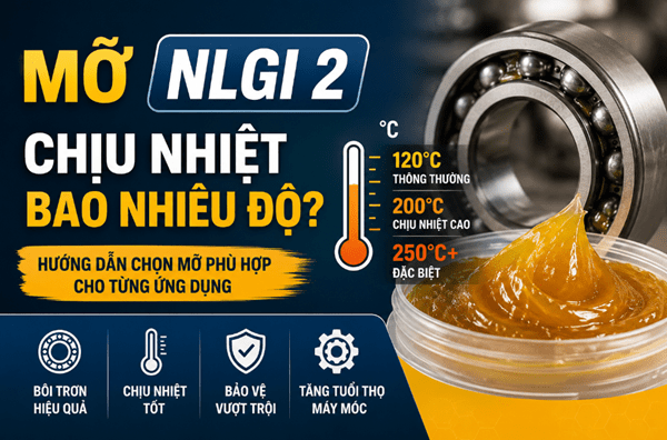 Mỡ NLGI 2 chịu nhiệt bao nhiêu độ?