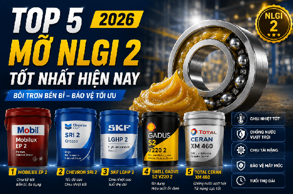 Top 5 mỡ NLGI 2 tốt nhất hiện nay (2026)
